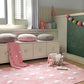 Pink White Polka Dots Washable Nursery Rug 