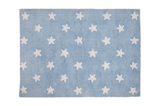 Stars Washable Rug  (Blue/White)