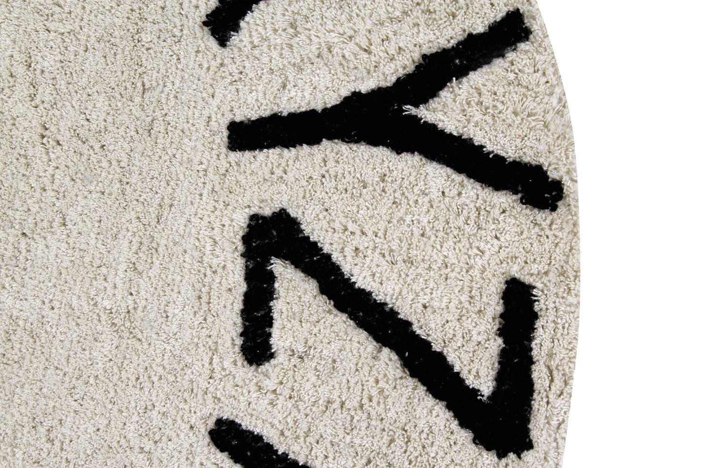 Round ABC  Washable Rug (Natural/Black)