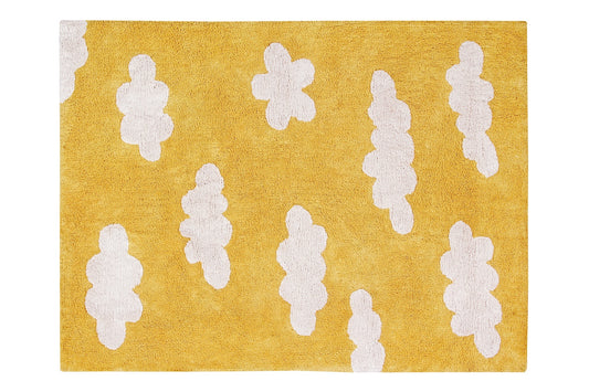 Mustard yellow Clouds Washable Rug 