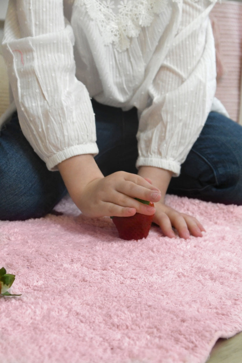 Pink Happy Heart Washable Nursery  Rug 