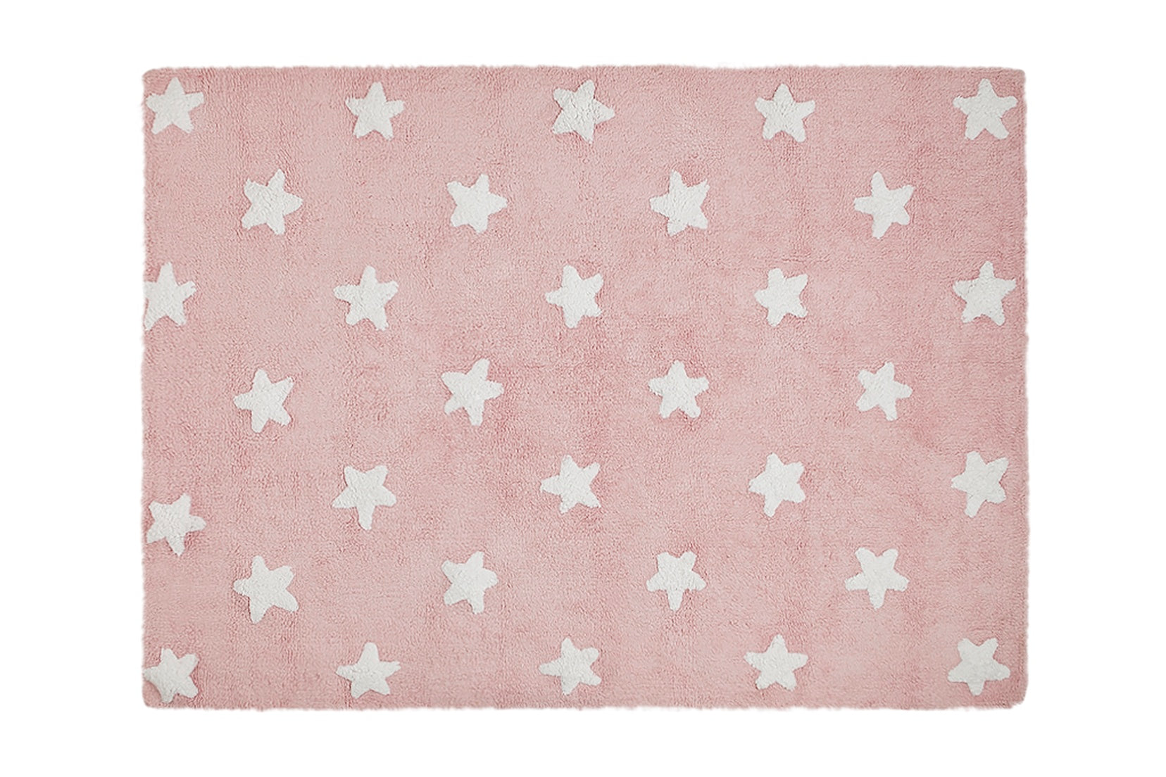 Pink White Stars Washable Nursery  Rug 