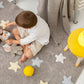 Tricolor Stars  Washable Rug (Grey/ Blue/ White)