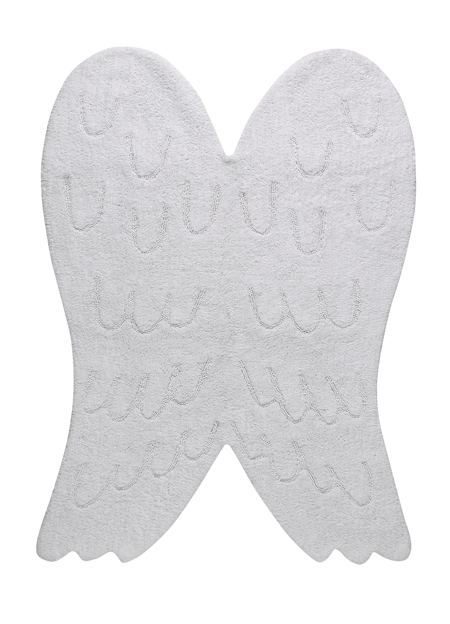 White Silhouette Wings Washable Nursery Rug