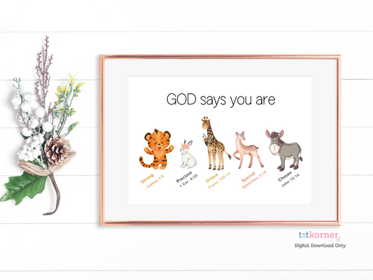 God says you are sublimation | baby | god says you are bulletin | you say god says | bible quotes | god loves you | nursery decor | bible verse kjv | digital printable | nursery digital prints | nursery digital art print