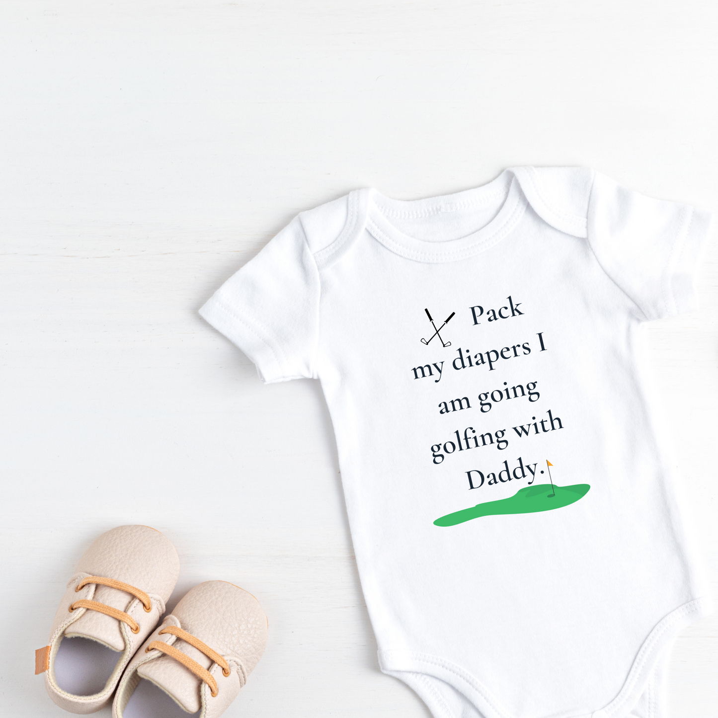 golf onesies for baby | baby clothes and supplies with a golf theme | pack my diaper funny onesies | baby clothing | gift idea for golf | golfing outfit | baby golf | golf gifts | baby golf outfit | baby golf clothes | baby golf shirt | Golf Buddy