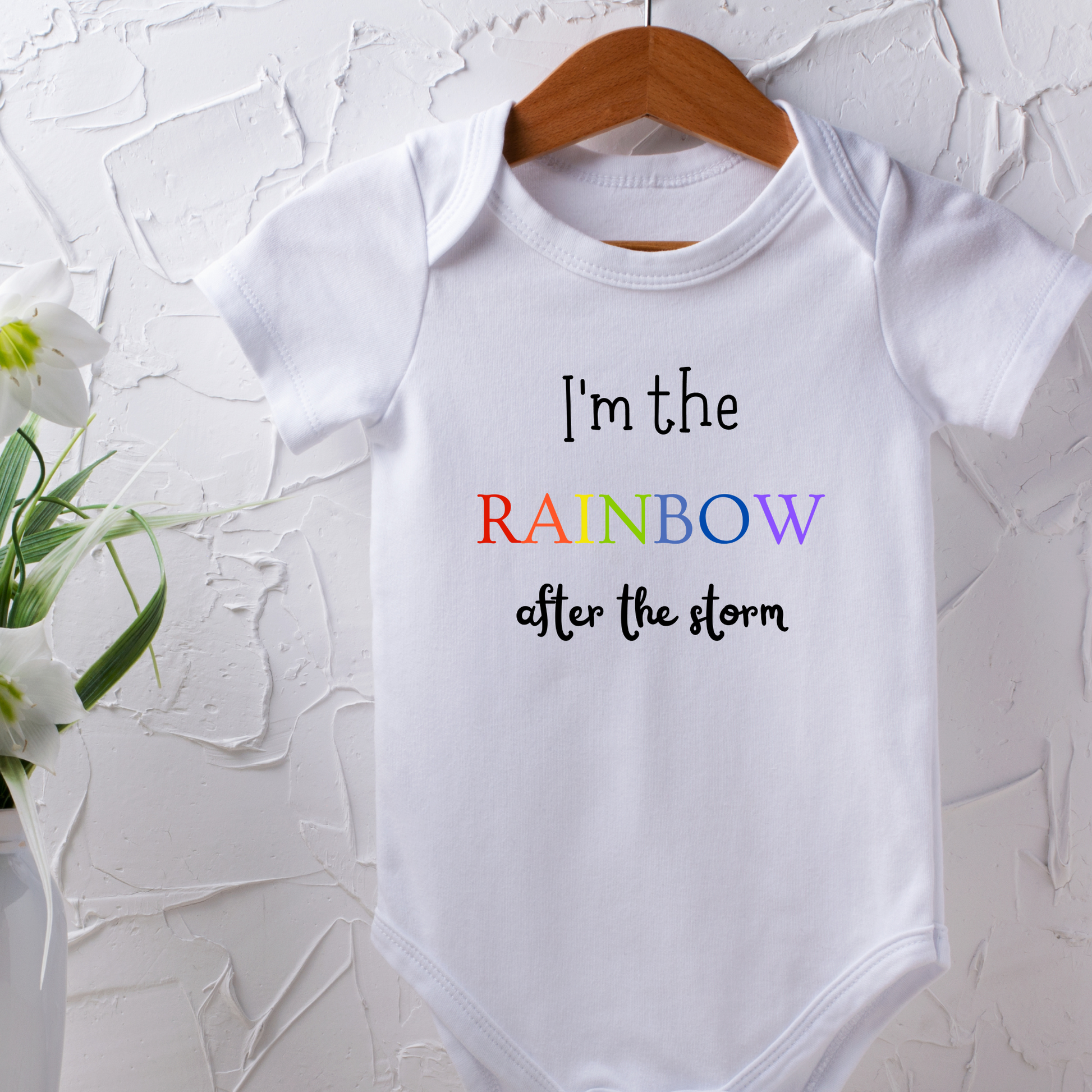 I'm the Rainbow after the storm baby outfit, little me newborn and baby clothes, toddler clothing, funny shirt, funny baby outfit, newborn babies, personalized baby outfit, personalized onesie, baby bodysuit, pregnancy announcement, babyshower announcement, social media pregnancy announcement, miracle baby outfit