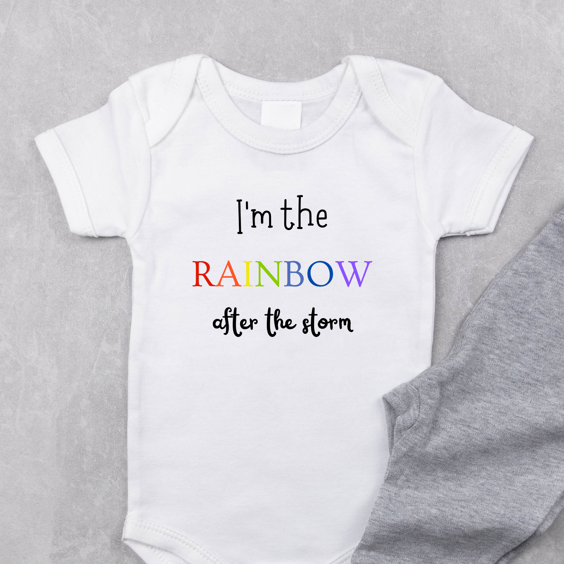 IVF Rainbow Baby Outfit |  #babyonesie #baby #babyclothes #onesie #babygirl #babyboy #babyfashion #onesies #babyshower #handmade #babyshowergift #shopsmall #babygift #babyonesies #babyromper #etsyshop #etsy #smallbusiness #babyclothing #babybodysuit #pajamas #onesiepajamas #kidscanvas #kidstops #babyshowergiftideas #babyshower #gift #baby #grandchildgift #rainbowbabyoutfit #rainbowbaby