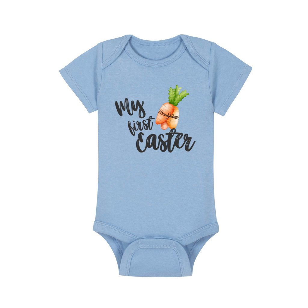 Easter baby clothes, baby easter romper, easter clothing, what to wear for easter, good gift for a baby's first easter, how do you celebrate Easter with a baby blue