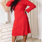 Round Neck Red Long Sleeve Dress