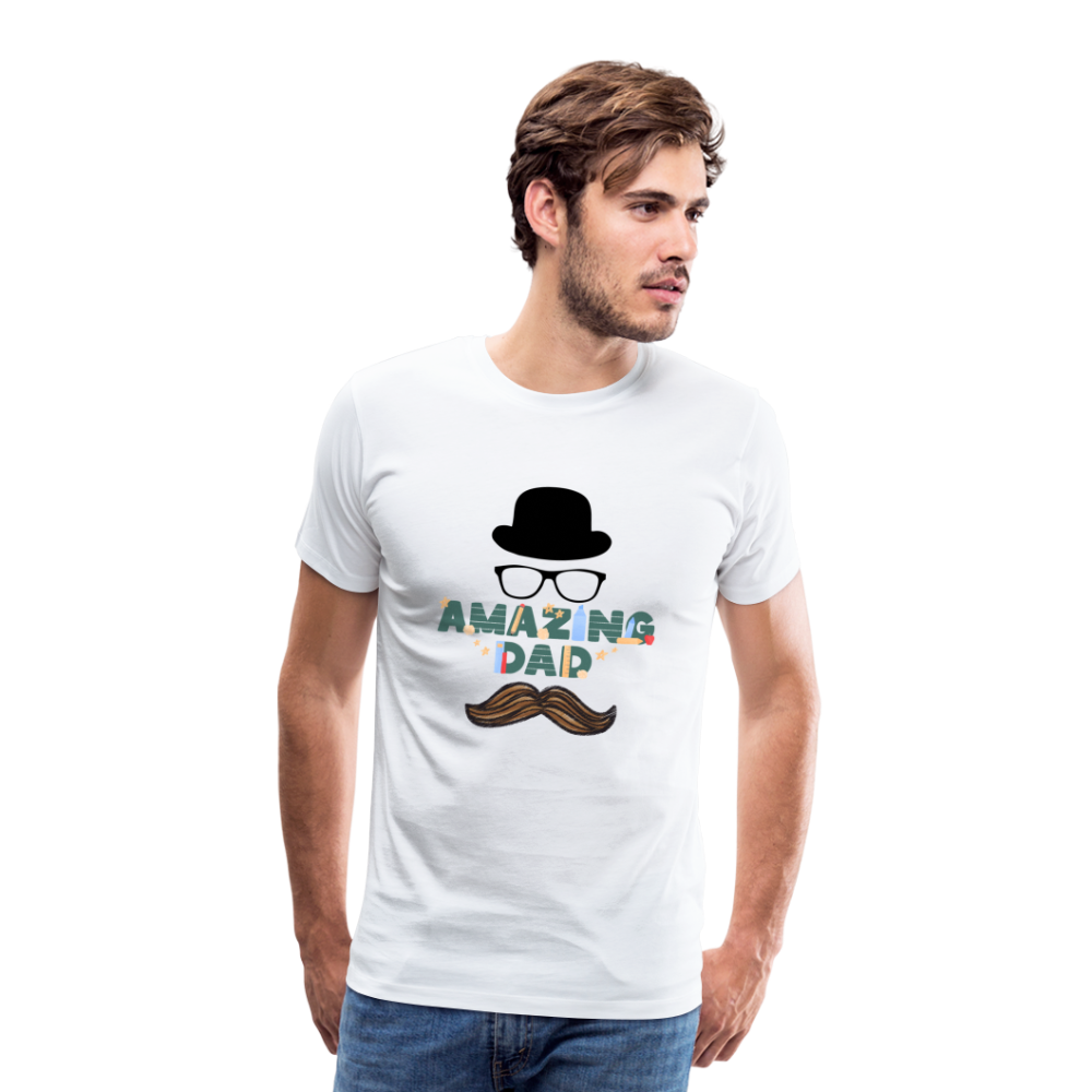 Amazing Dad Mustache Men's Premium  T-Shirt - white, Best Dad of the world premium gift shirt, Birthday T-shirt, First Time Dad, For Father's Day, Birthday Gift, Father's Day gift ideas, father's day gift, cool father's day gifts, gifts for father's Day, Luxury father's day gifts, One of a kind Father's Day Gifts, thoughtful Dad Gifts,