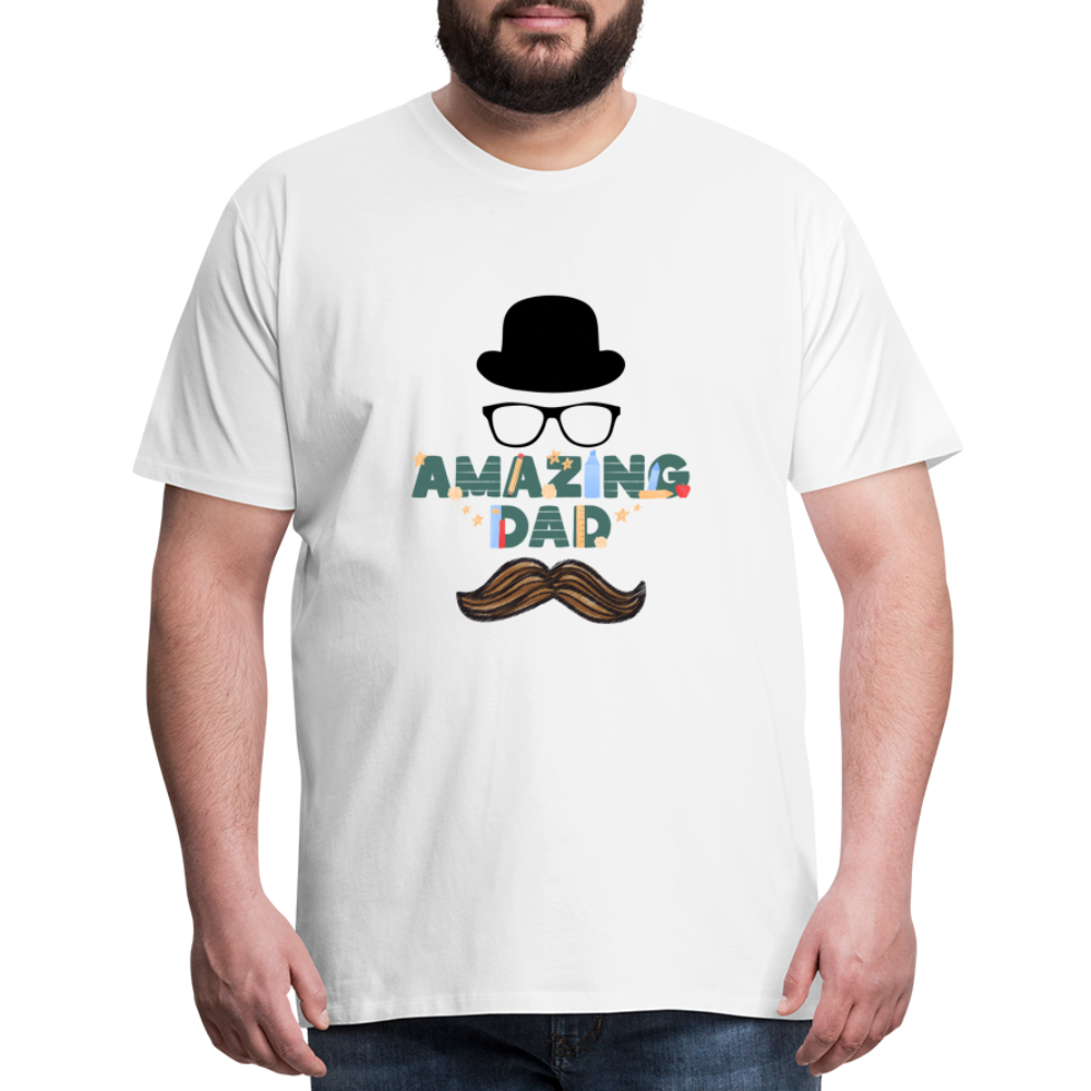 Amazing Dad Mustache Men's Premium  T-Shirt - white
