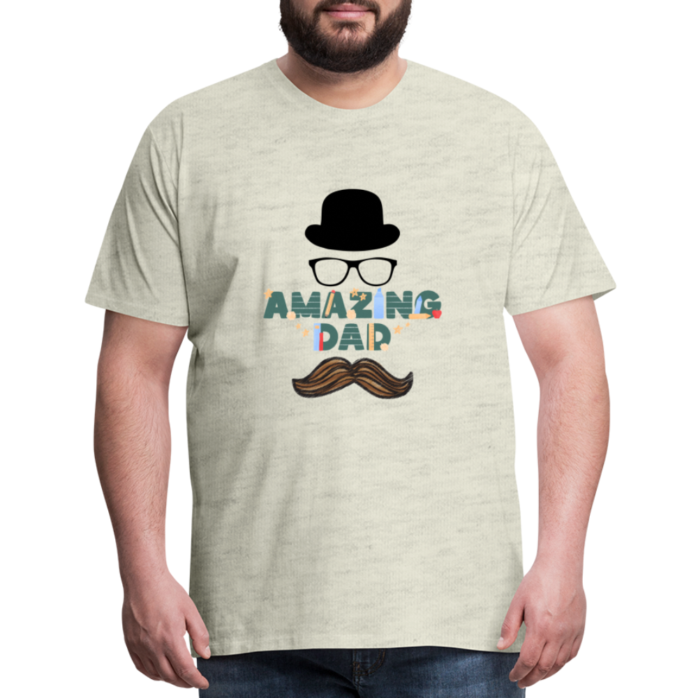 Amazing Dad Mustache Men's Premium  T-Shirt - heather oatmeal