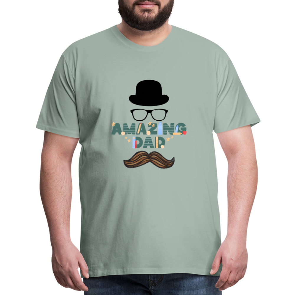 Amazing Dad Mustache Men's Premium  T-Shirt - steel green
