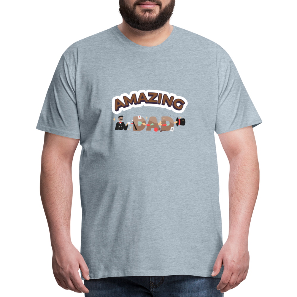 Amazing Dad Men's Premium Gift T-Shirt | Birthday T-shirt | First Time Dad | For Father's Day | Birthday Gift - heather ice blue