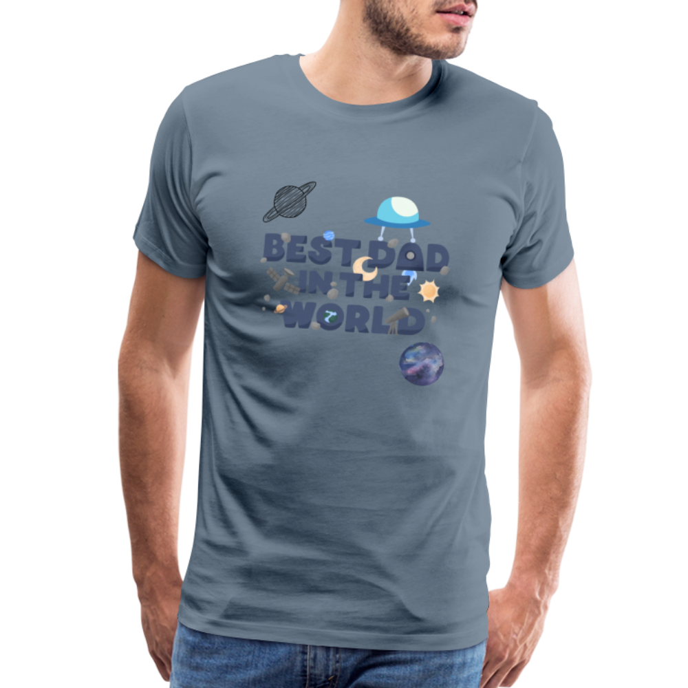 Best Dad of the world premium gift shirt | Birthday T-shirt | First Time Dad | For Father's Day | Birthday Gift - steel blue